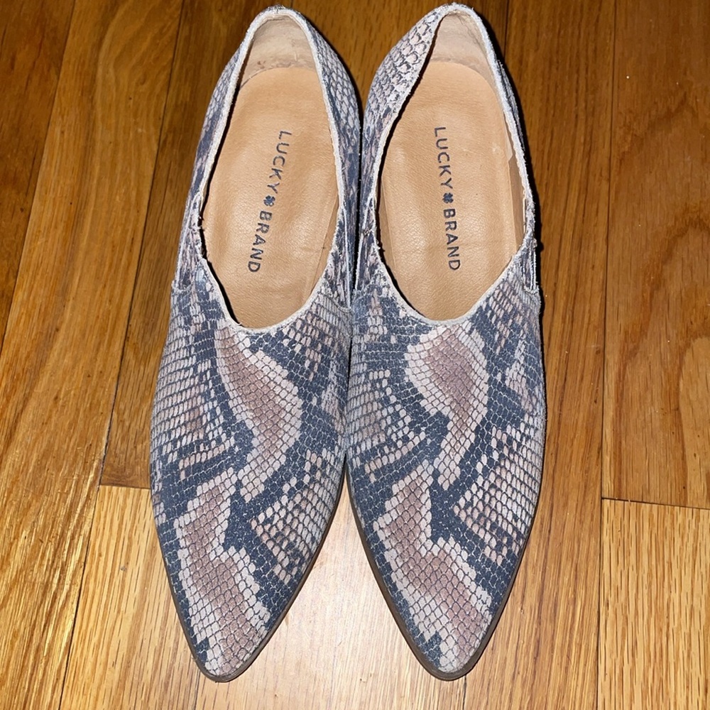 Lucky Brandy Tabea Leather Snakeskin Pattern Shoe/Ankle Bootie.‎ Size 8.5.